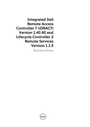 Integrated Dell Remote Access Controller 7 (iDRAC7) Version 1.40 ...