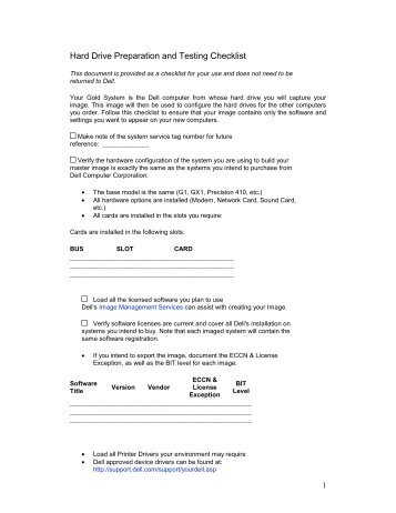 Hard Drive Preparation and Testing Checklist - Dell Supported