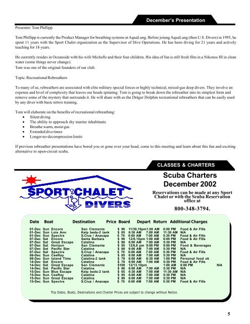 December 2002 - Sport Chalet Dive Club