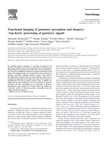 Functional imaging of gustatory perception and ... - Purdue University