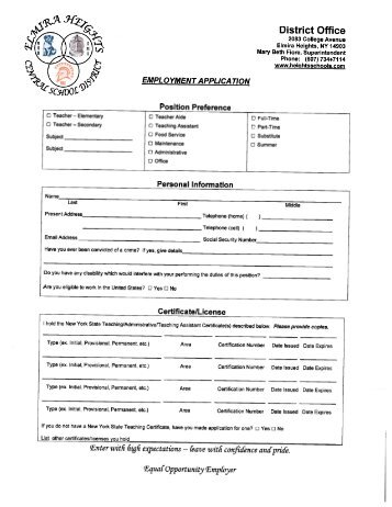 Employment Application - Elmira Heights Central School District