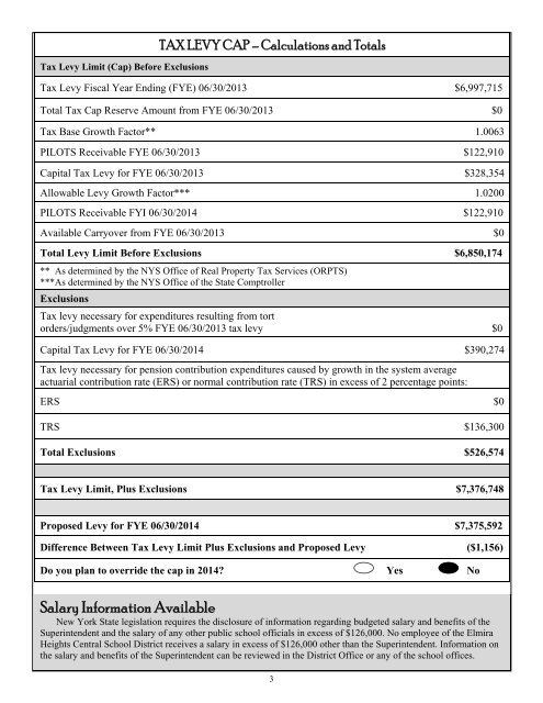 Revised Budget 2013-14 DID - Elmira Heights Central School District