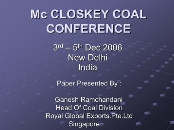 Mc CLOSKEY COAL CONFERENCE - Infraline