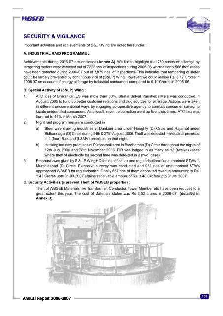 Next part of the power scenario of the WBSEB comprises - Infraline