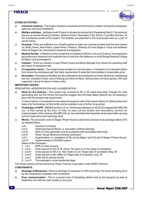 Next part of the power scenario of the WBSEB comprises - Infraline