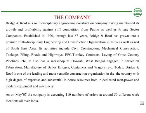 BRIDGE AND ROOF CO. (INDIA) LIMITED - Infraline