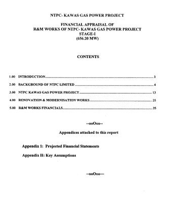 ntpc- kawas gas power project financial appraisal of r&m ... - Infraline