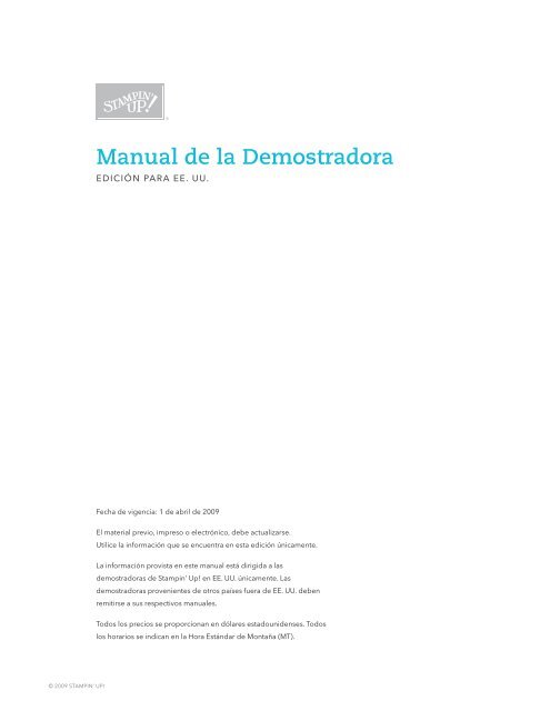 Manual de la Demostradora - Stampin' Up!