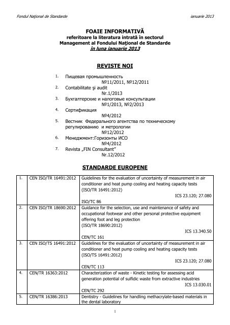 FOAIE INFORMATIVÄ‚ REVISTE NOI STANDARDE EUROPENE