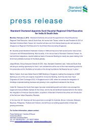 Standard Chartered Appoints Sunil Kaushal Regional Chief . 