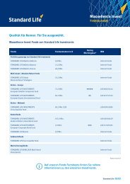 Infoblatt Maxxellence Invest Fondsauswahl - Standard Life