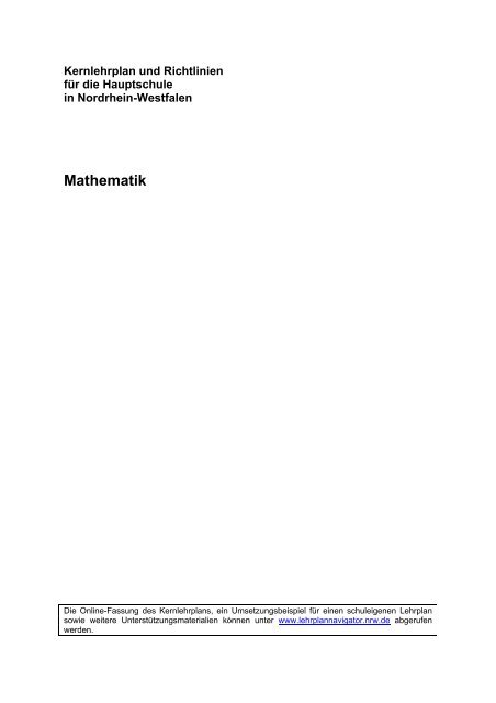 Kernlehrplan Mathematik - Standardsicherung NRW