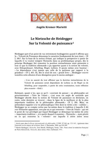 Le Nietzsche de Heidegger - Dogma
