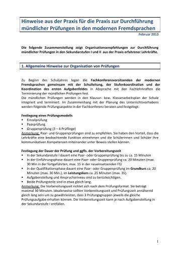 Organisationsmodelle fÃ¼r mÃ¼ndliche PrÃ¼fungen - Standardsicherung ...