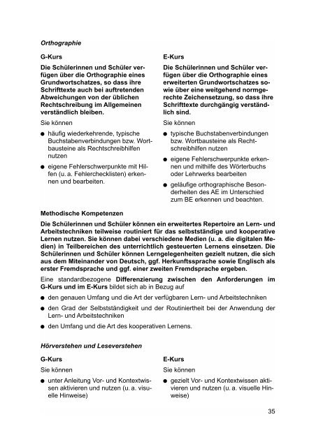 Kernlehrplan Englisch - Standardsicherung NRW