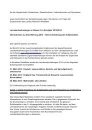Schulmail zur Durchführung 2014 - Standardsicherung NRW