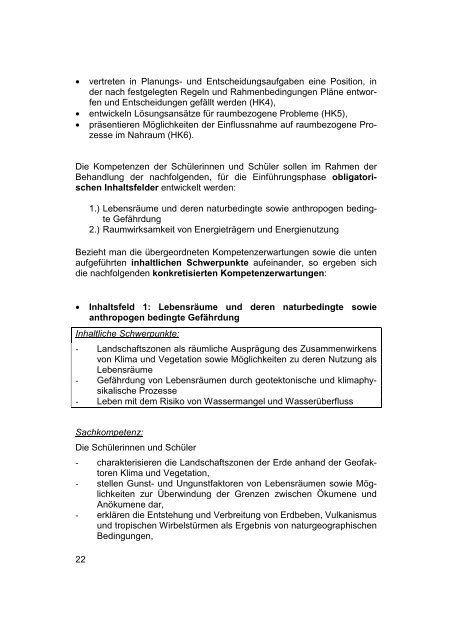 Kernlehrplan Geographie SII - Standardsicherung NRW