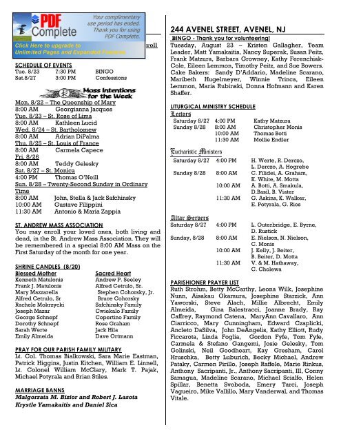 Www Standrewparish Com 244 Avenel Street Avenel Nj
