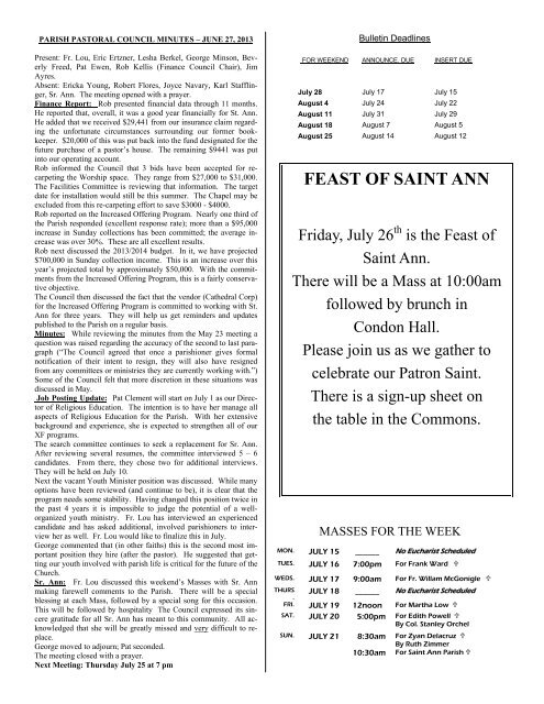 Weekly Bulletin - St Anns Church