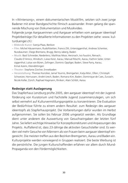 Jahresbericht STAPFERHAUS LENZBURG