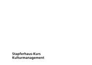 Stapferhaus-Kurs Kulturmanagement - Stapferhaus Lenzburg