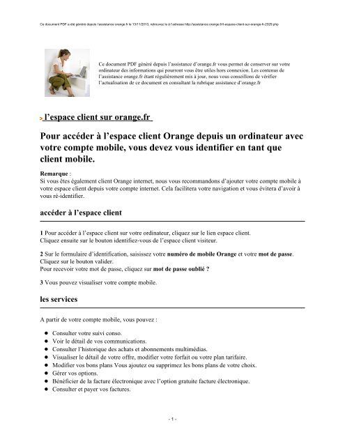 l'espace client sur orange.fr - Assistance Orange