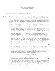 Math 5020 - Elliptic Curves Homework 4 - Solutions. Note: At the ...