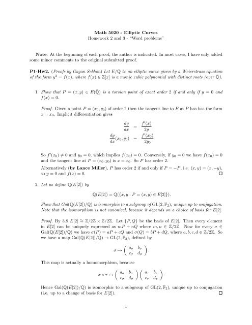 Solutions To The Additional Problems In Hw 2 And Hw 3