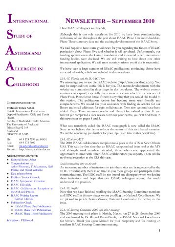 newsletter - The International Study of Asthma and Allergies in ...