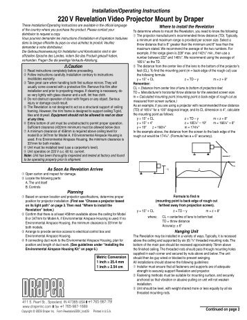 Mount Instructions Revelation - Draper Group Ltd