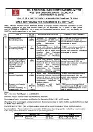 walk-in-interview contract paramedics for baroda and dahej ... - ONGC