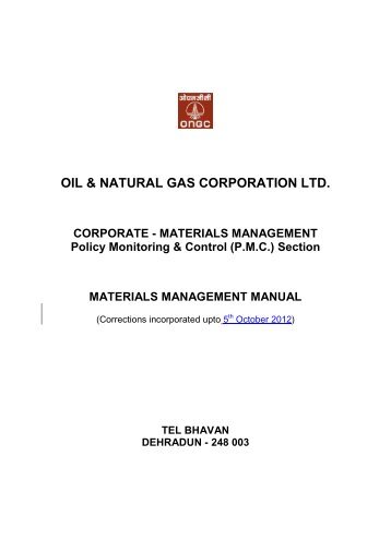 Materials Management Manual - ONGC