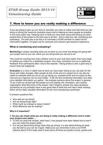 How to know you are really making a difference handout