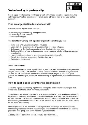 Volunteering in partnership - Student Action for Refugees