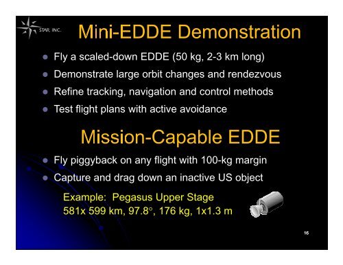 ElectroDynamic Debris Eliminator (EDDE) - Star Technology and ...