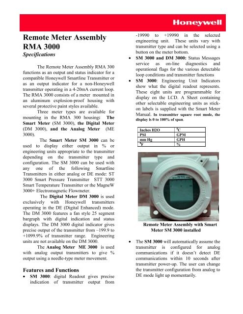 Remote Meter Assembly RMA 3000