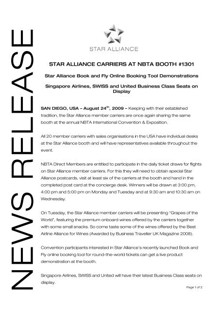 Press Release As Pdf Document Pdf 95 Kb Star Alliance