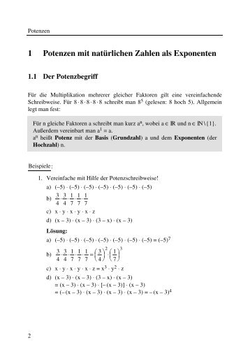 1 Potenzen mit natürlichen Zahlen als Exponenten - STARK Verlag