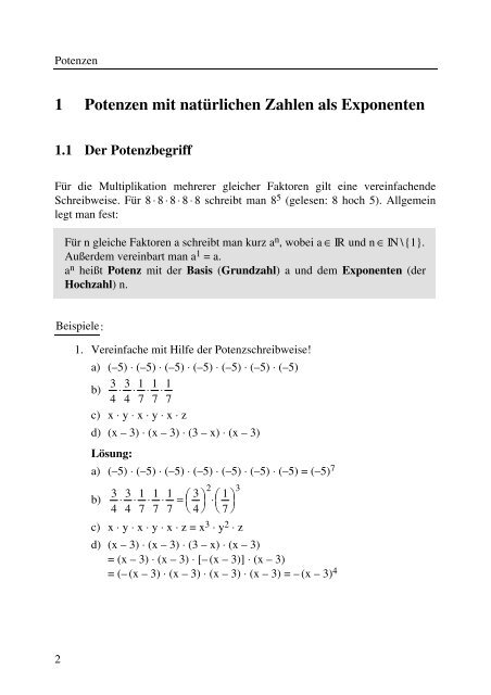 1 Potenzen Mit Naturlichen Zahlen Als Exponenten Stark Verlag