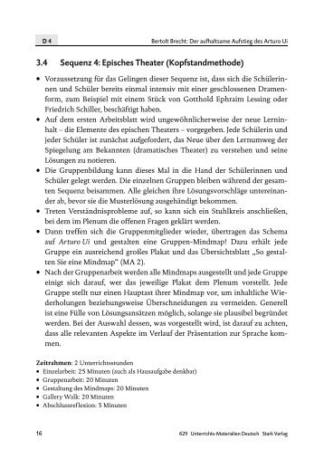 3.4 Sequenz 4: Episches Theater (Kopfstandmethode) - STARK Verlag