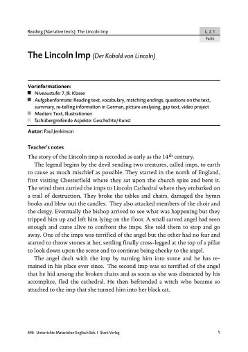 The Lincoln Imp (Der Kobold von Lincoln) - STARK Verlag
