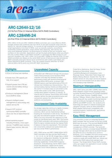 Areca ARC-1264il-12 Datasheet (PDF) - starline Computer GmbH