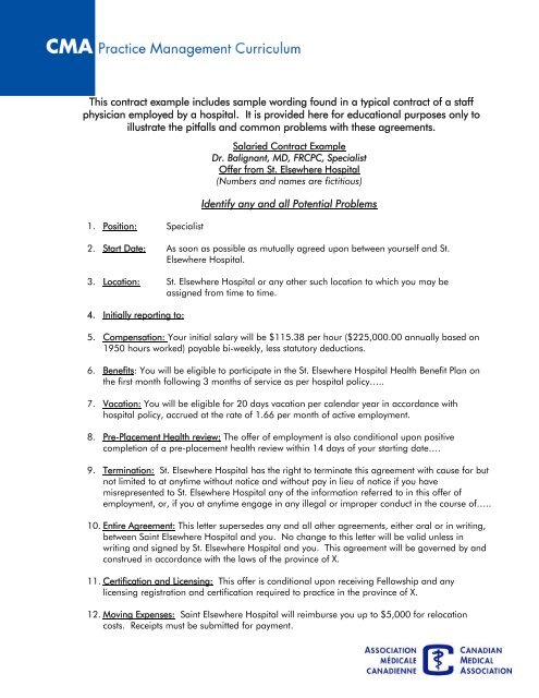 Salaried Contract Example - Canadian Medical Association