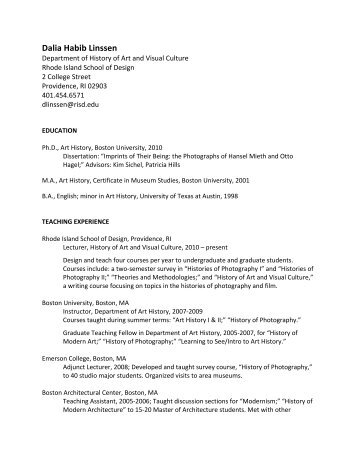 Dalia Linssen's CV - Rhode Island School of Design