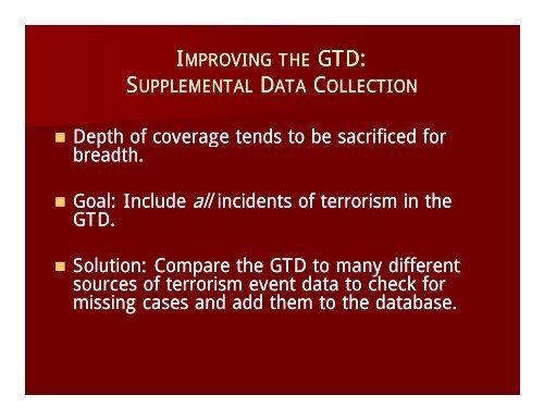 the global terrorism database (gtd) - START - National Consortium ...