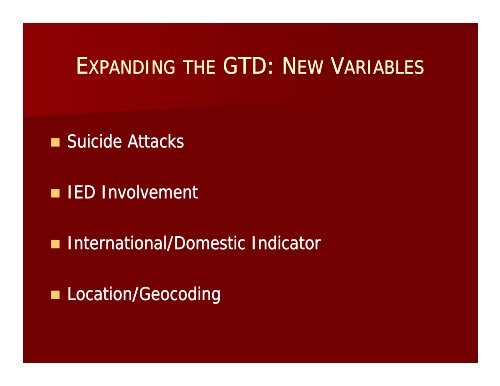 the global terrorism database (gtd) - START - National Consortium ...