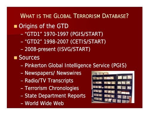 the global terrorism database (gtd) - START - National Consortium ...