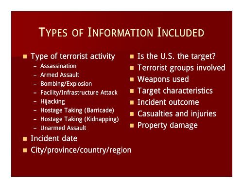 the global terrorism database (gtd) - START - National Consortium ...