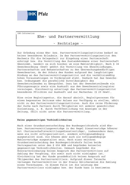 partnervermittlung honorar