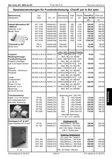 Bodenheizung, Foilpoint, Niederspannung - Star Unity AG